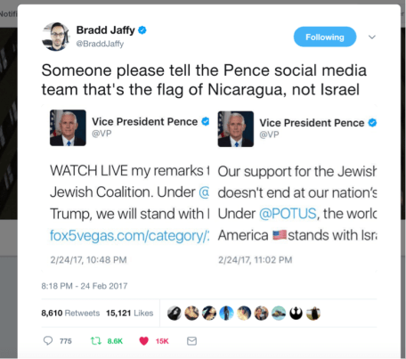 Pence Tweet Israel Flag